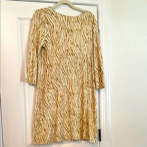 Tommy Bahama Elegant Zebra Print Dress - Tan and White Sz M Travel Ready UPF 30